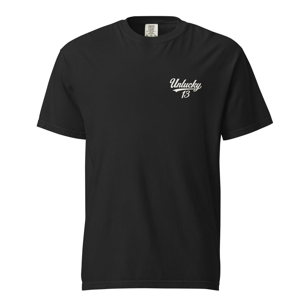 Black Unlucky 13 Icon Tee with Unlucky 13 left-chest logo