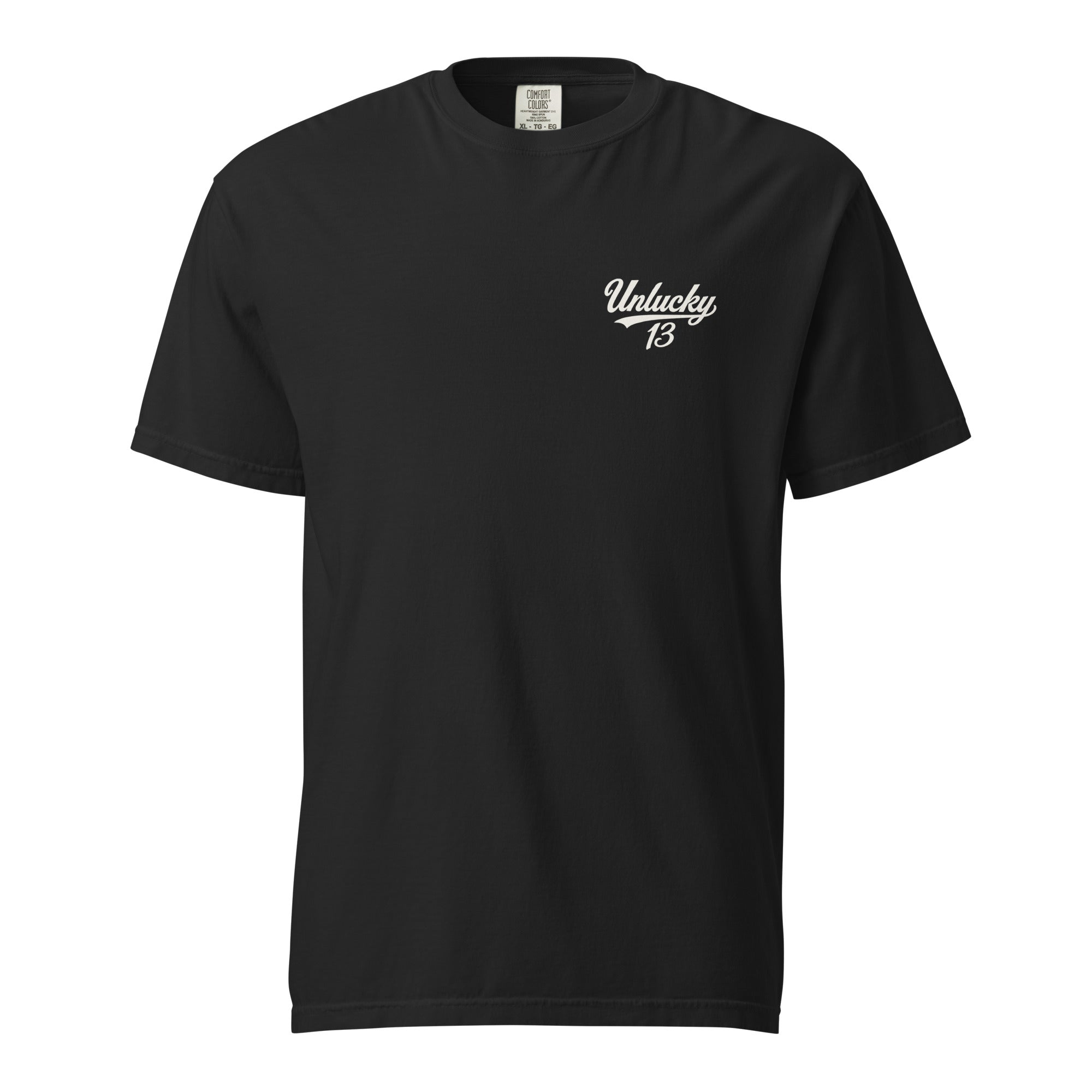 Black Unlucky 13 Icon Tee with Unlucky 13 left-chest logo