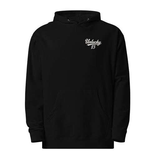 Black Unlucky 13 Icon Hoodie with Unlucky 13 left-chest logo