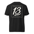 Black Philosophy Tee with Unlucky 13 statement graphic on back