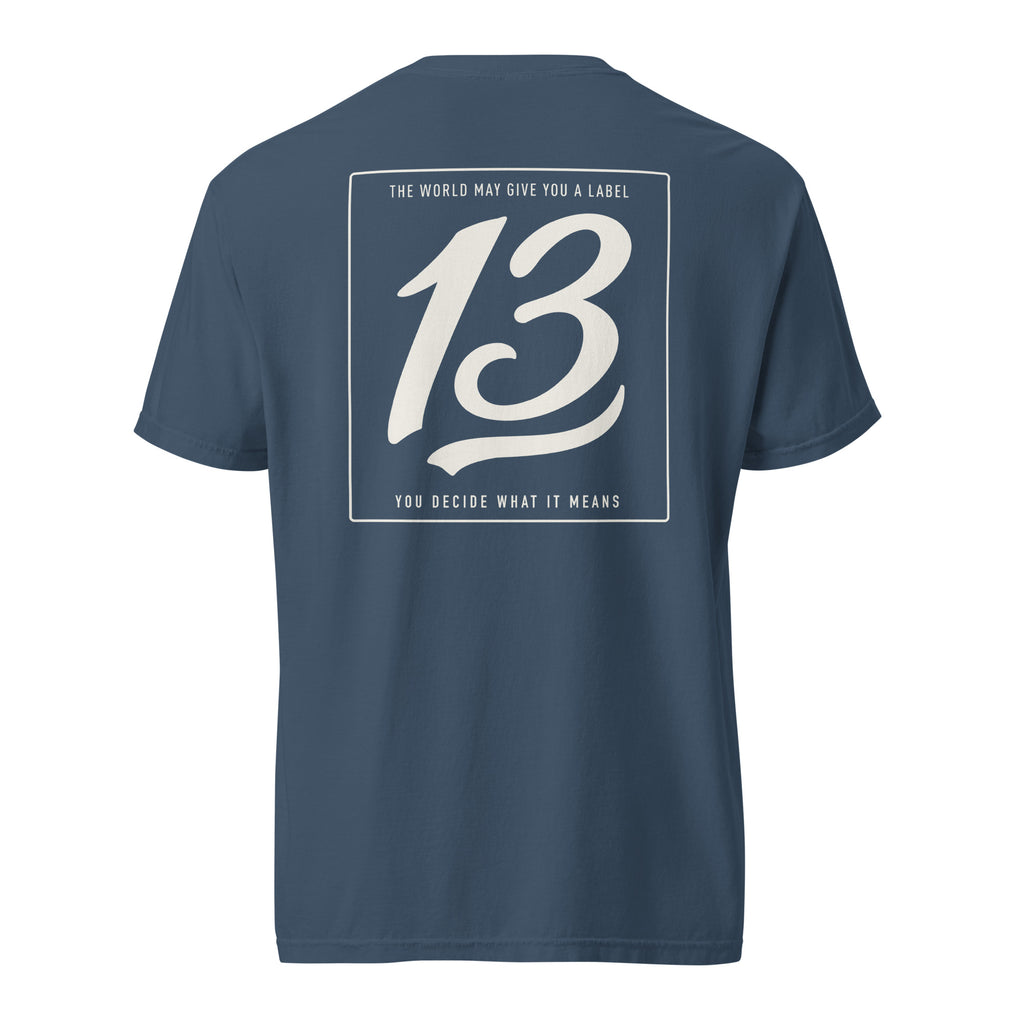 Midnight Philosophy Tee with Unlucky 13 statement graphic on back