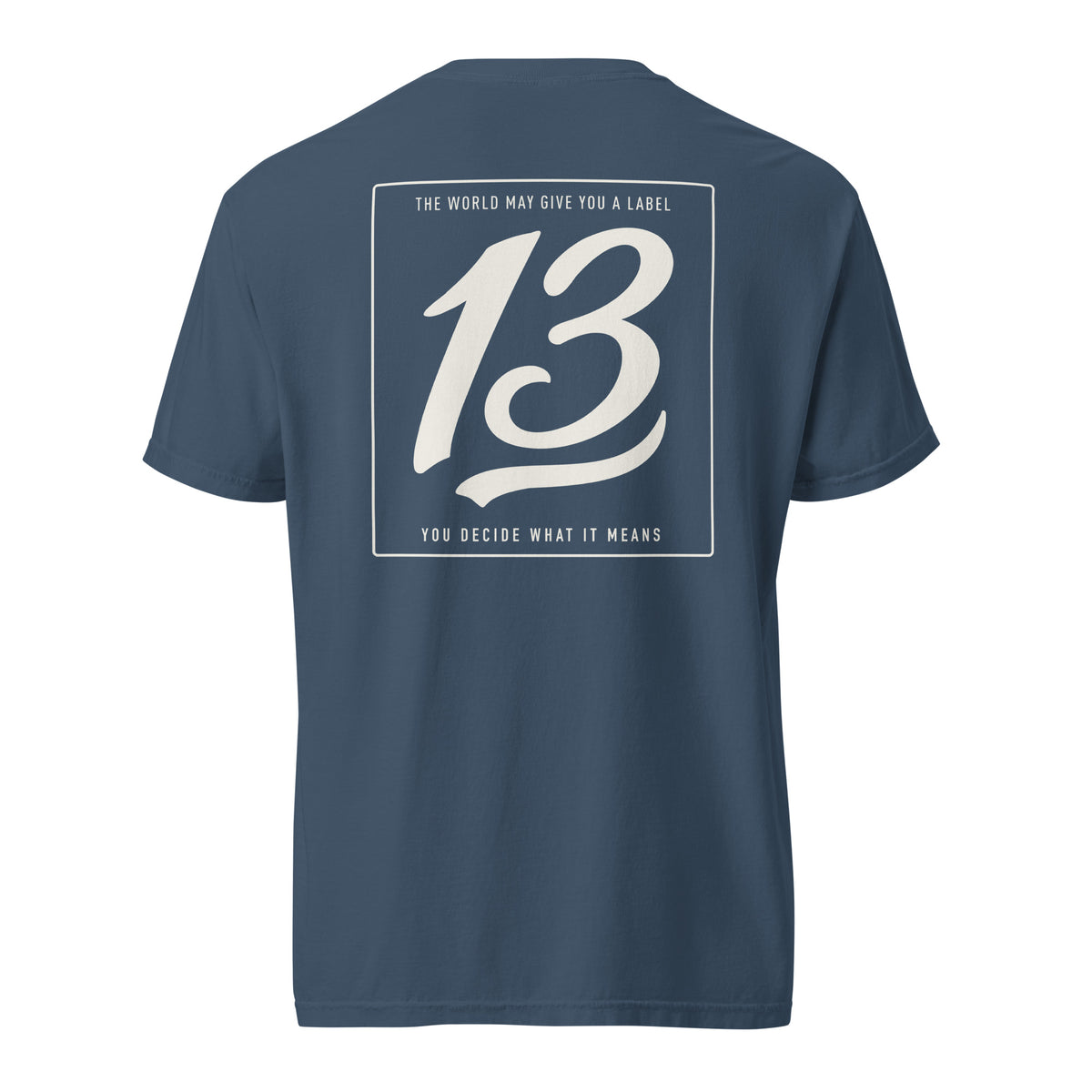Midnight Philosophy Tee with Unlucky 13 statement graphic on back