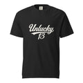 Black Signature Tee with large Unlucky 13 front graphic
